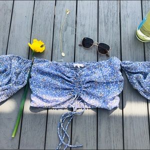 Floral Cropped Off the Shoulder Too